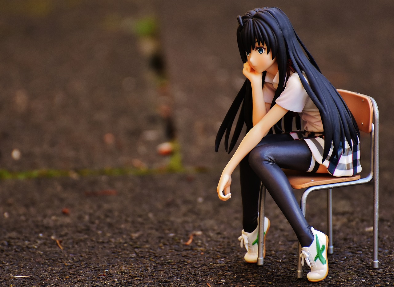 girl sad chair free photo