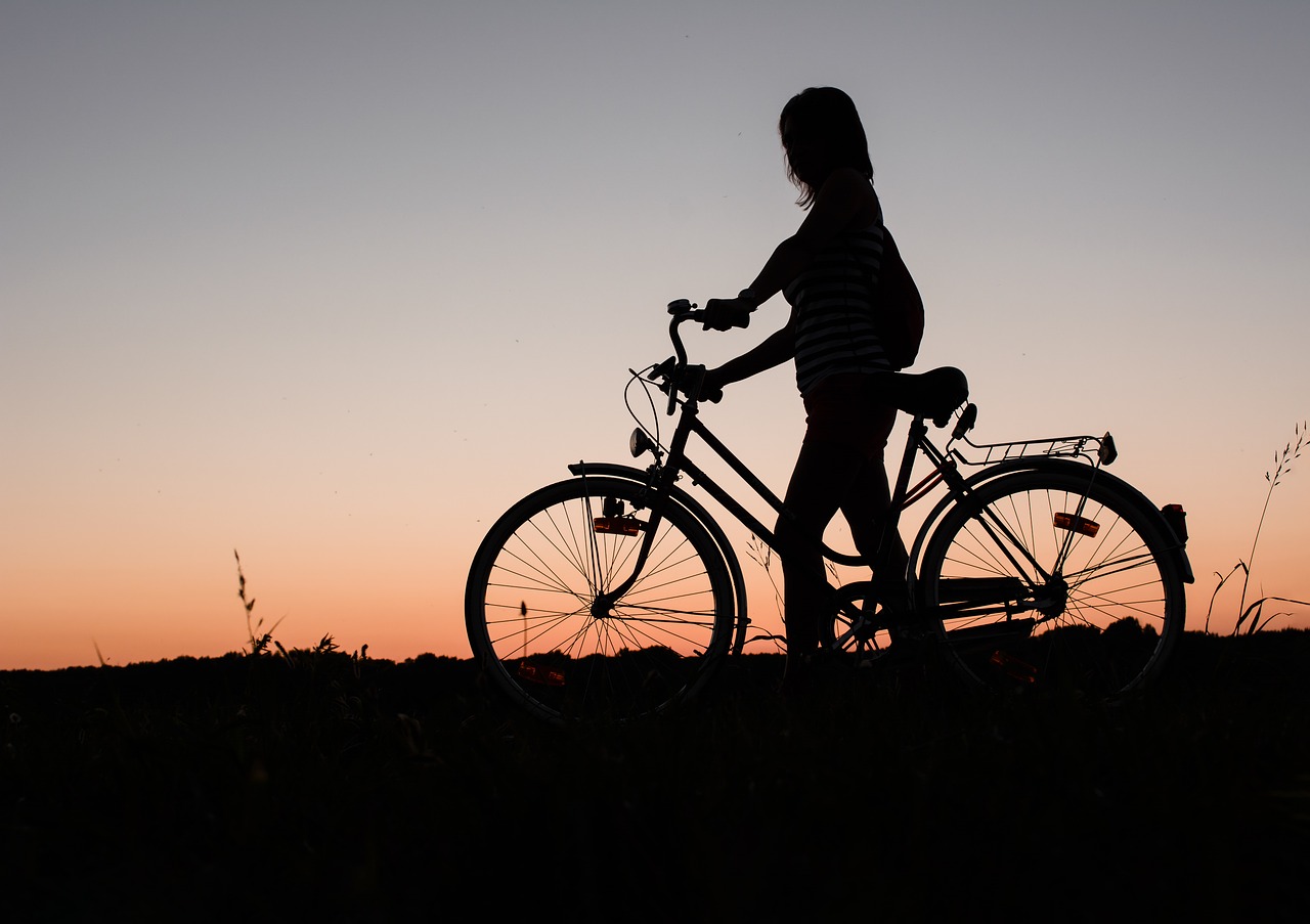 girl wheel sunset free photo