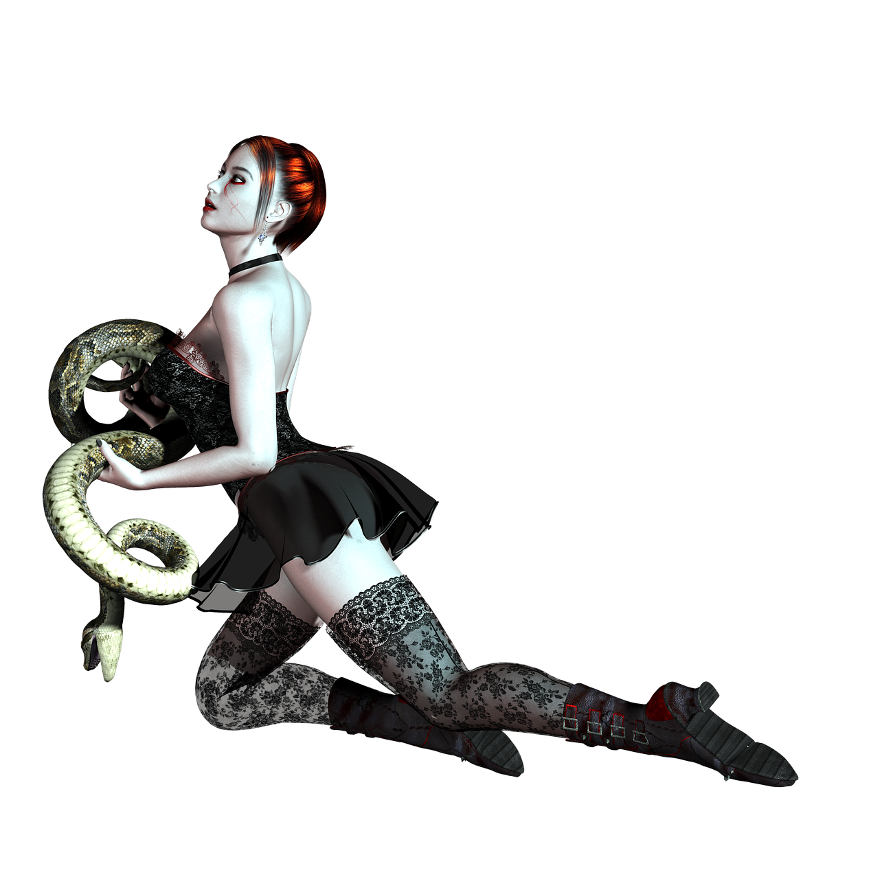 girl kneeling snake free photo