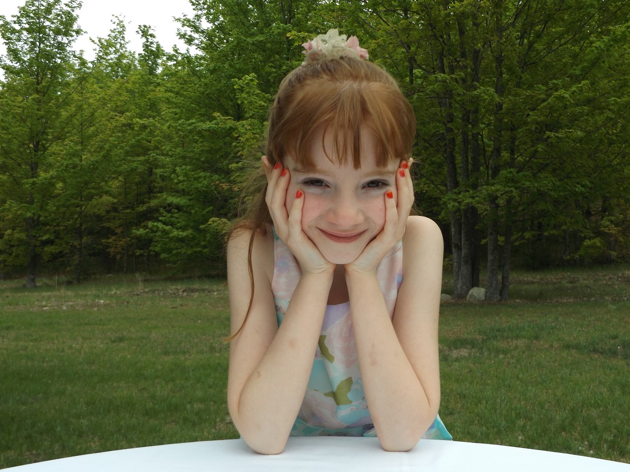 girl outside tree free photo