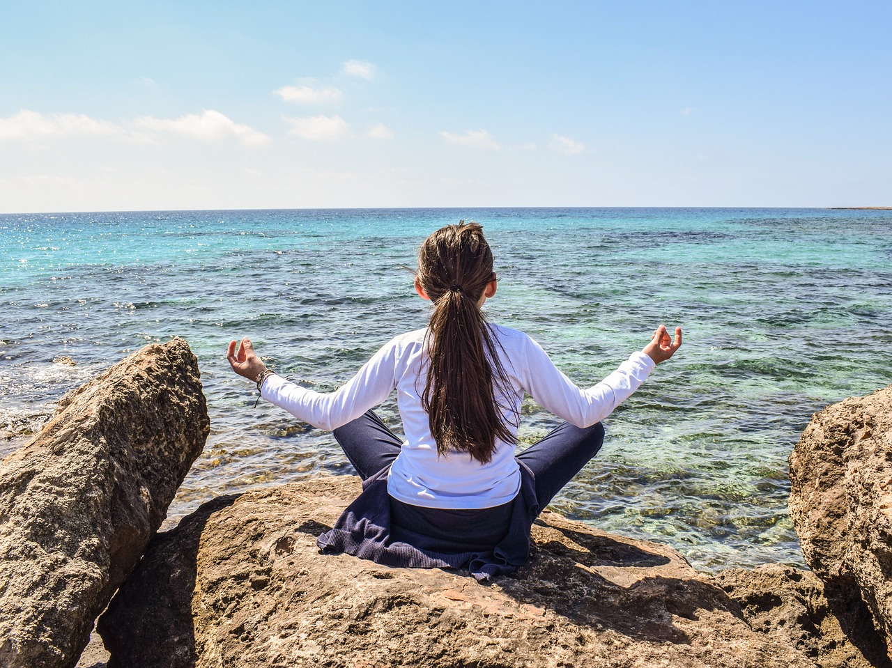 girl sea horizon free photo