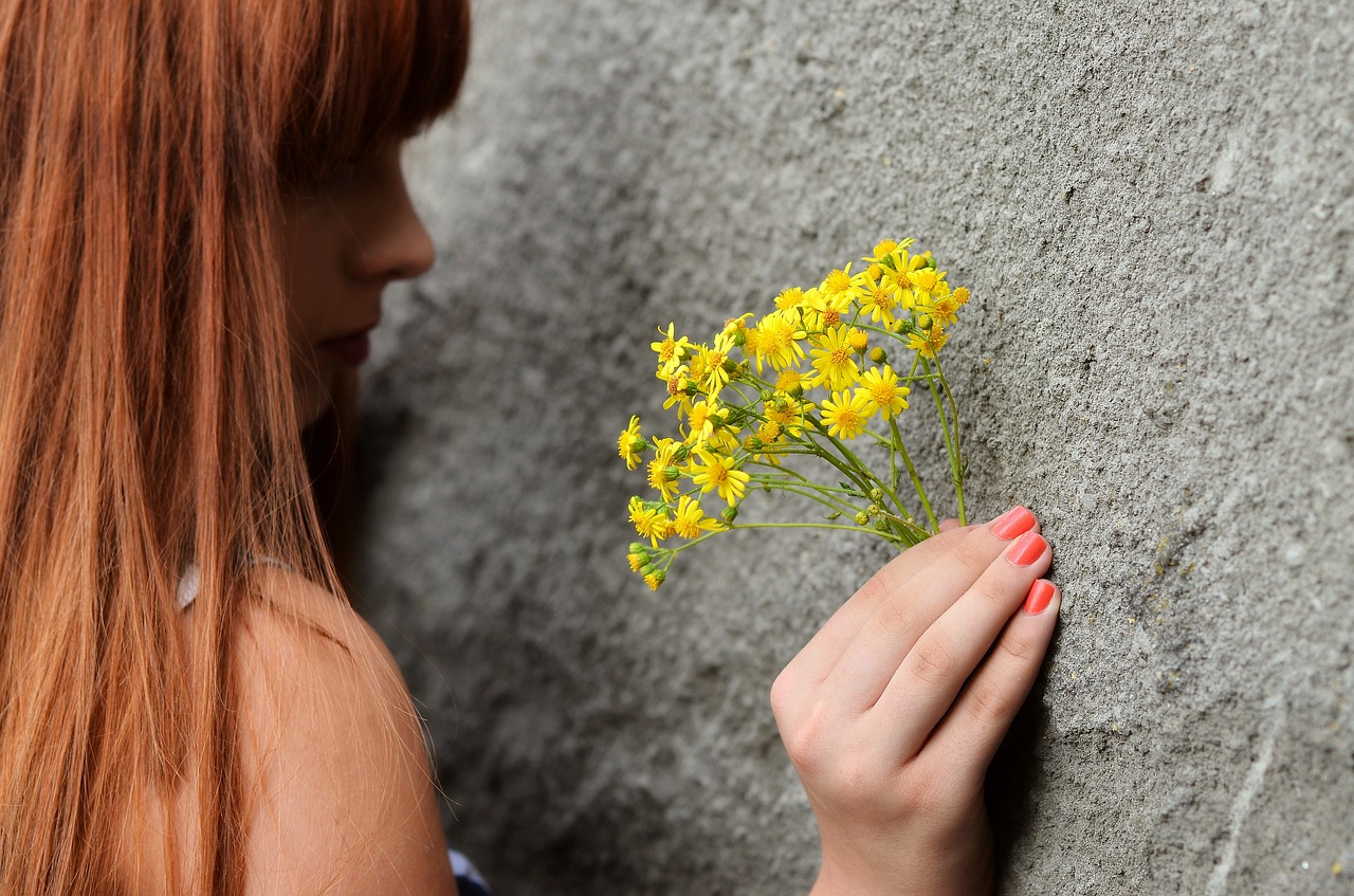 girl flowers mood free photo