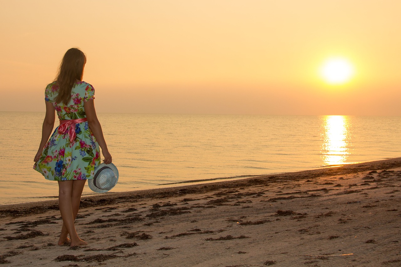 girl sea sunset free photo