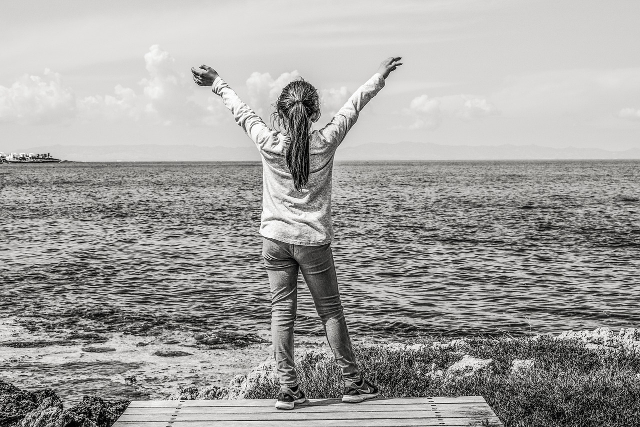 girl sea beach free photo