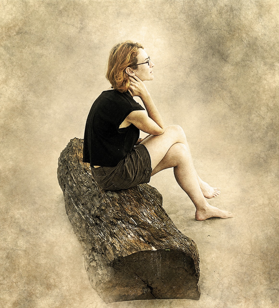 girl sitting wood free photo