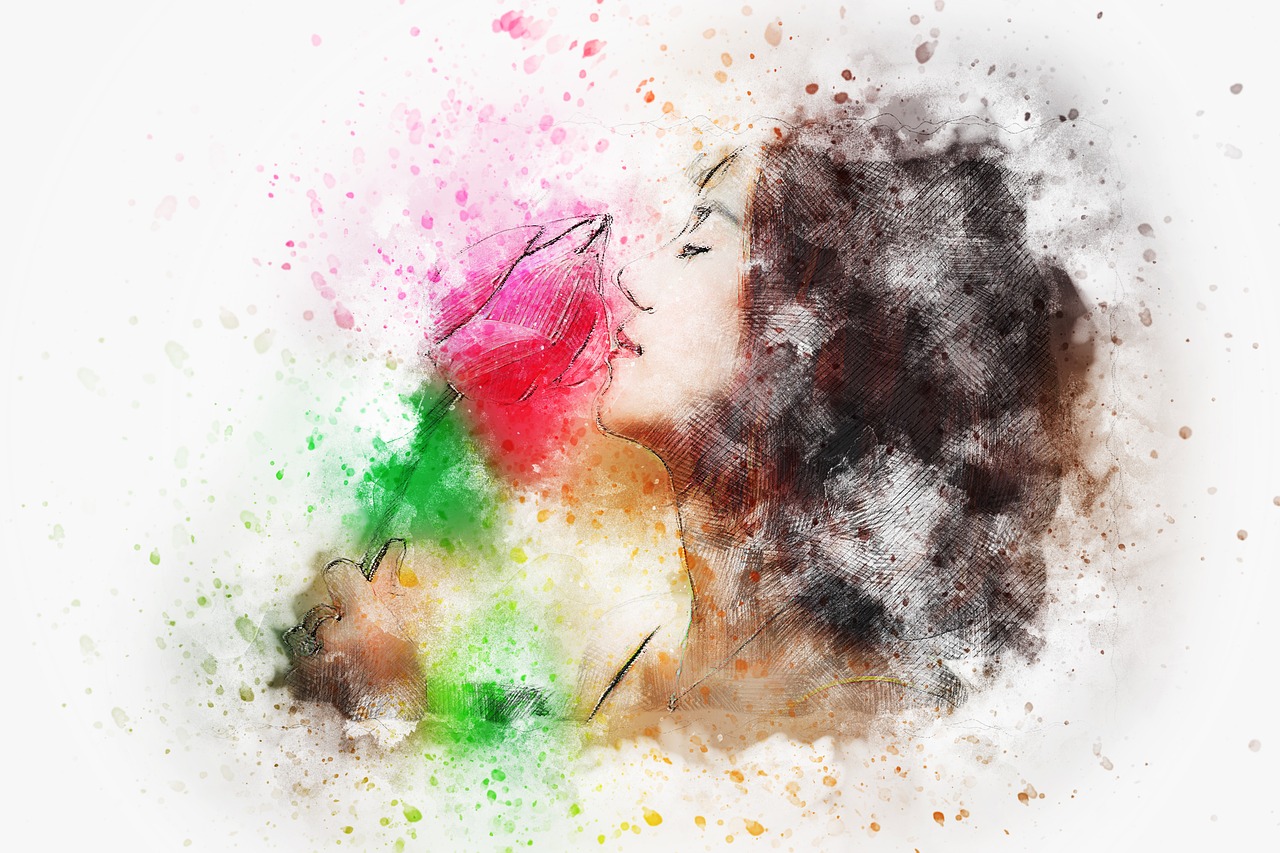 girl flower art free photo