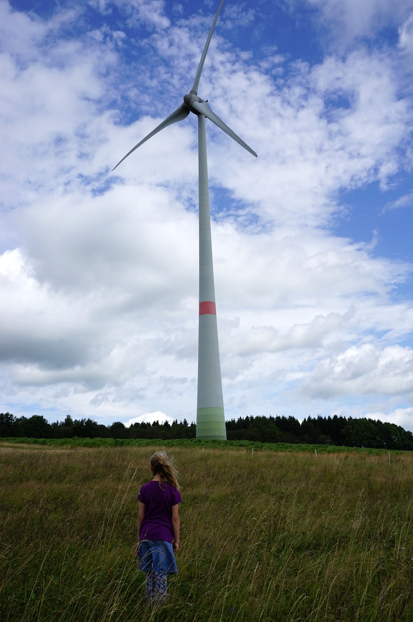 girl windmill westerwald free photo