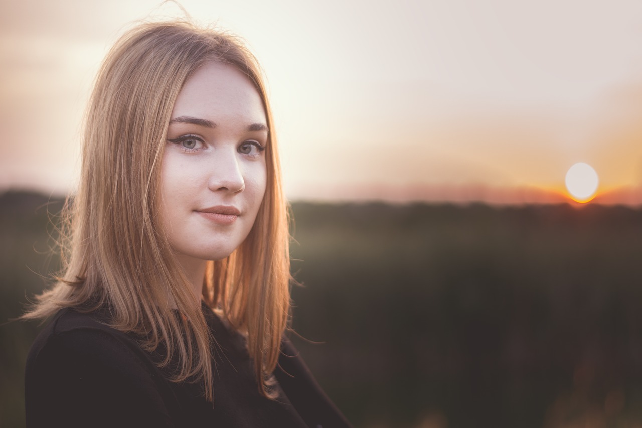 girl sunset sun free photo