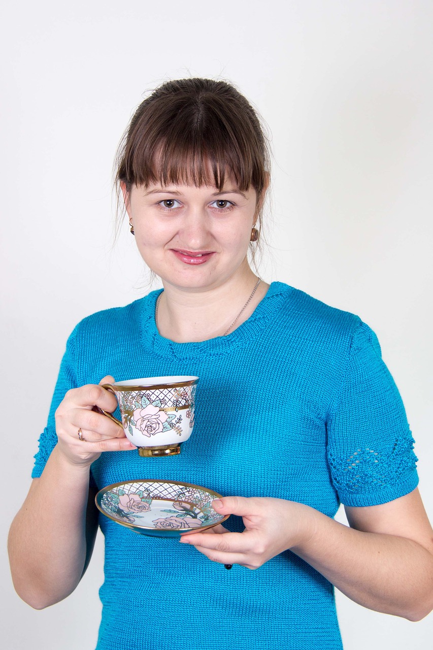 girl drinking tea free photo