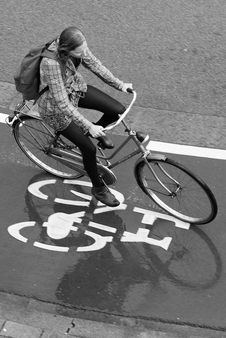 girl bicycle traffic free photo
