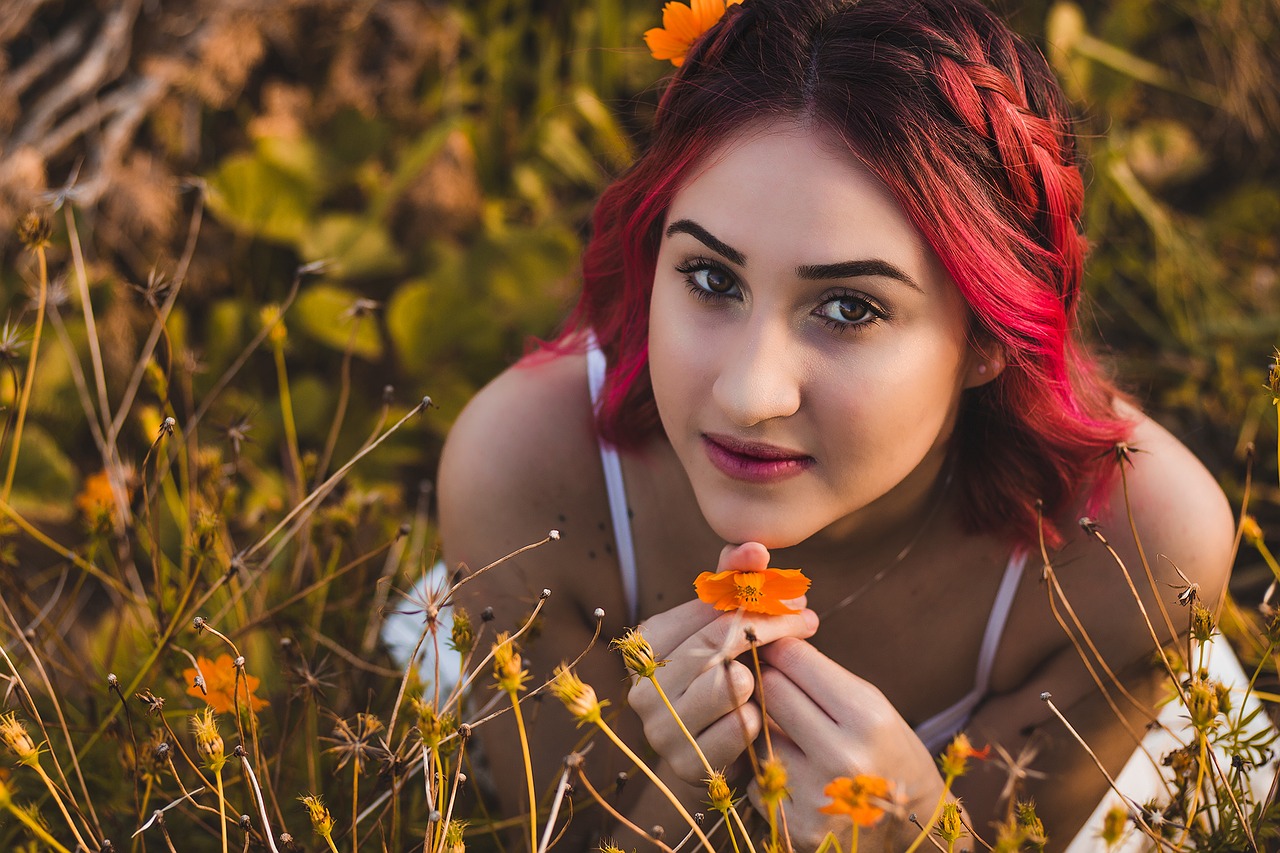 girl woman flower free photo