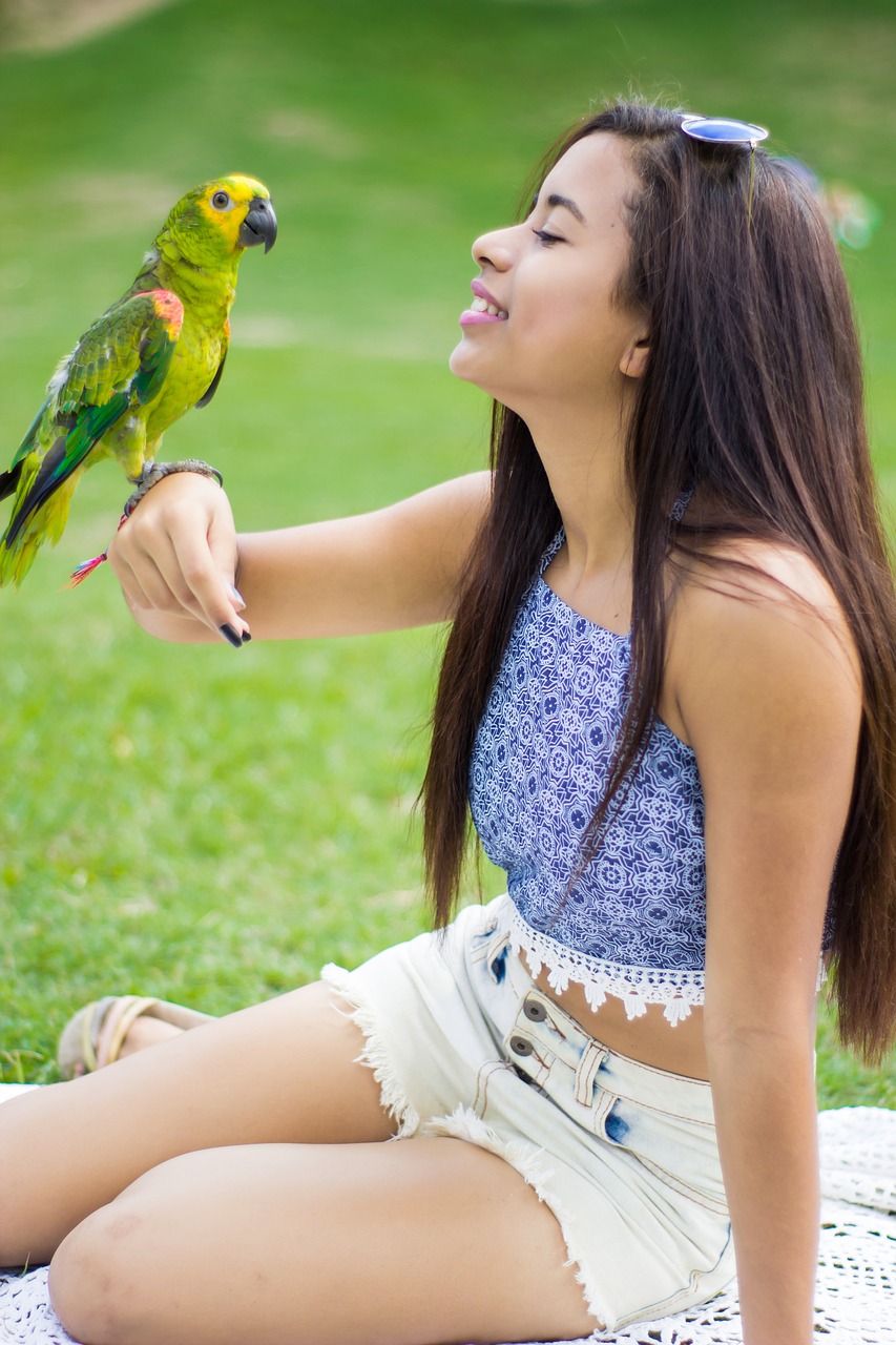 girl parrot animal free photo