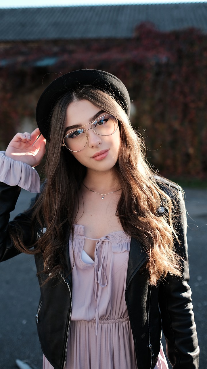 girl glasses hat free photo
