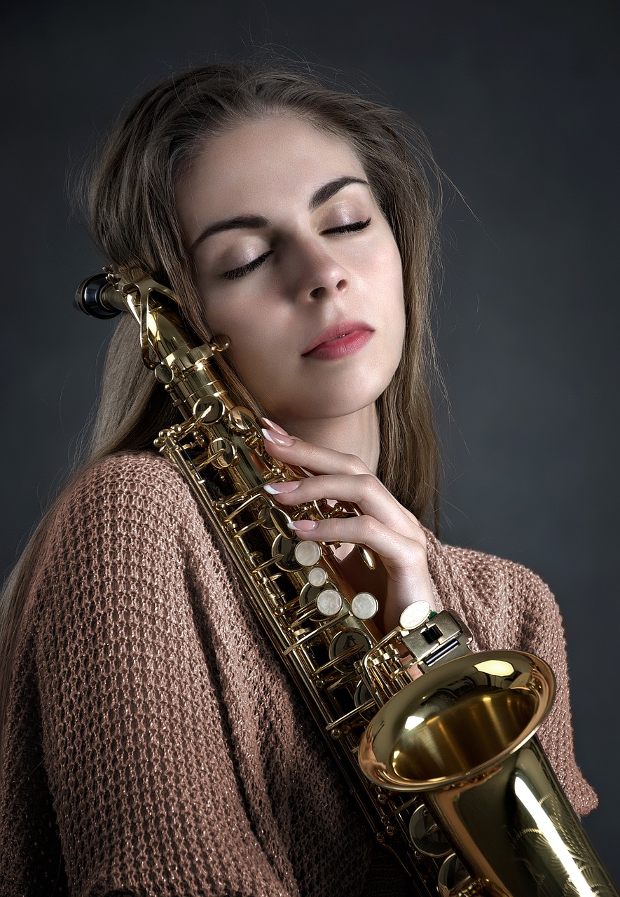 girl music saxophone free photo