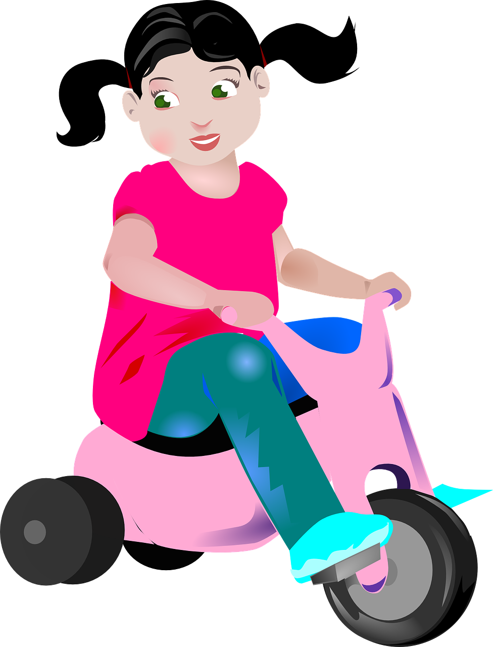 girl tricycle ponytails free photo