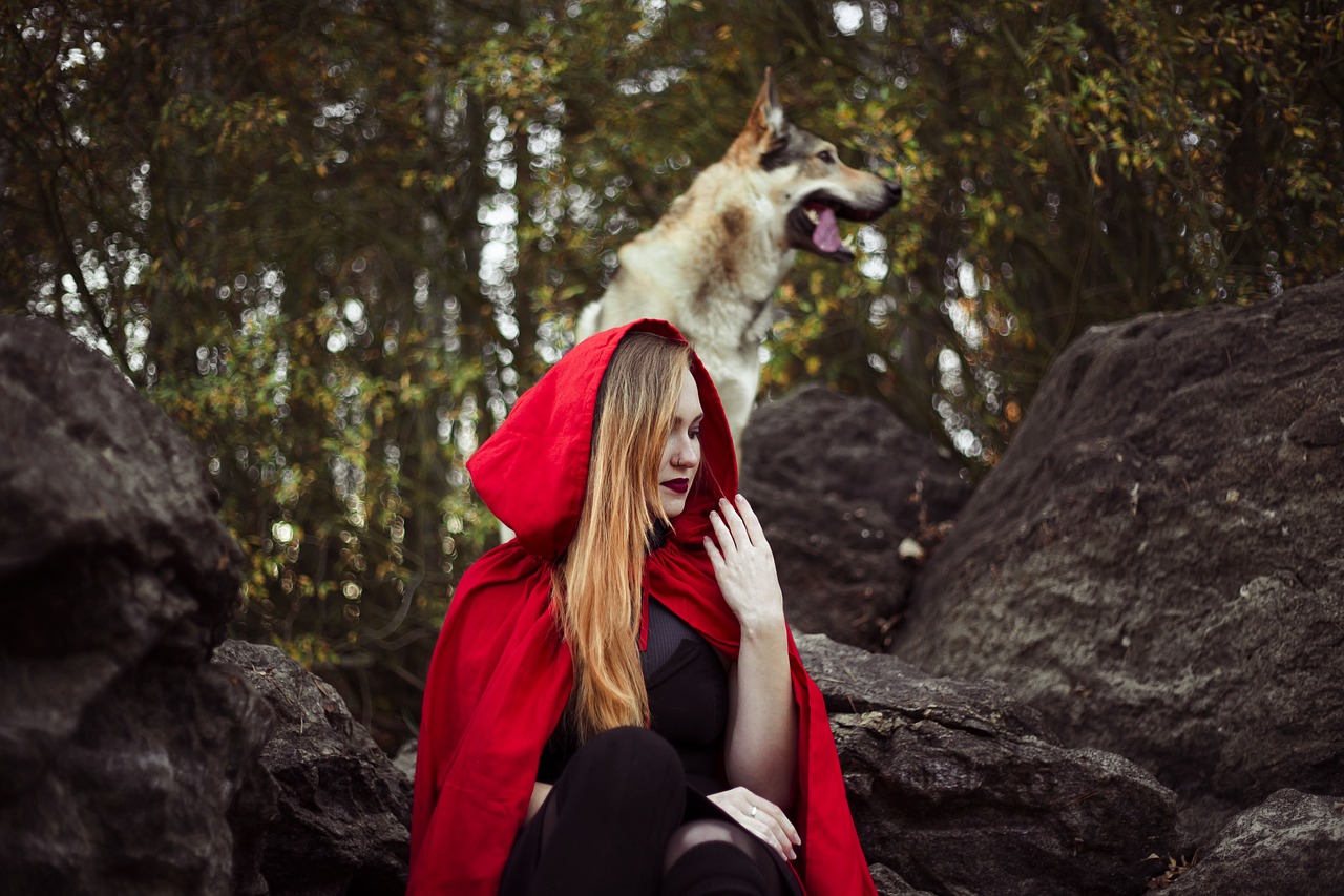 girl little red riding hood dog free photo