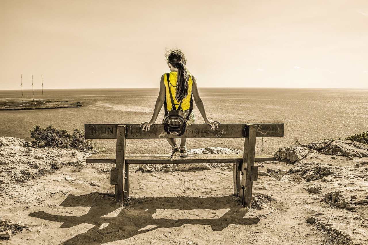 girl  gazing  sea free photo