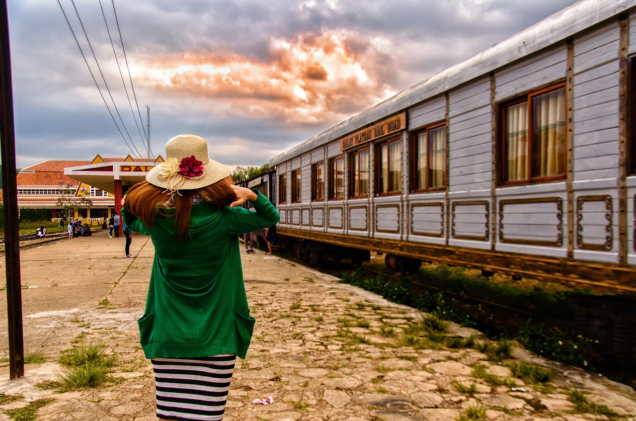 girl  the station  sunset free photo