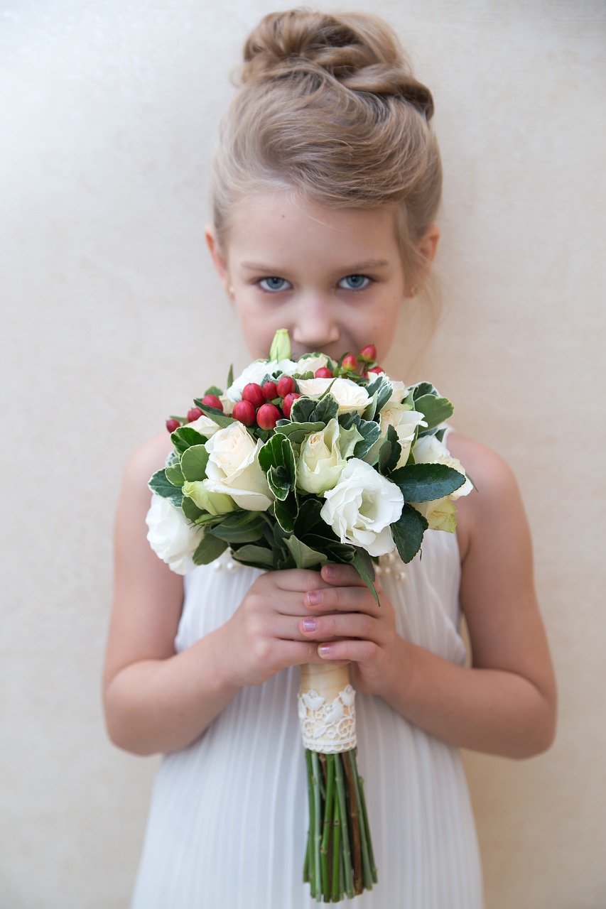 girl  flowers  bouquet free photo