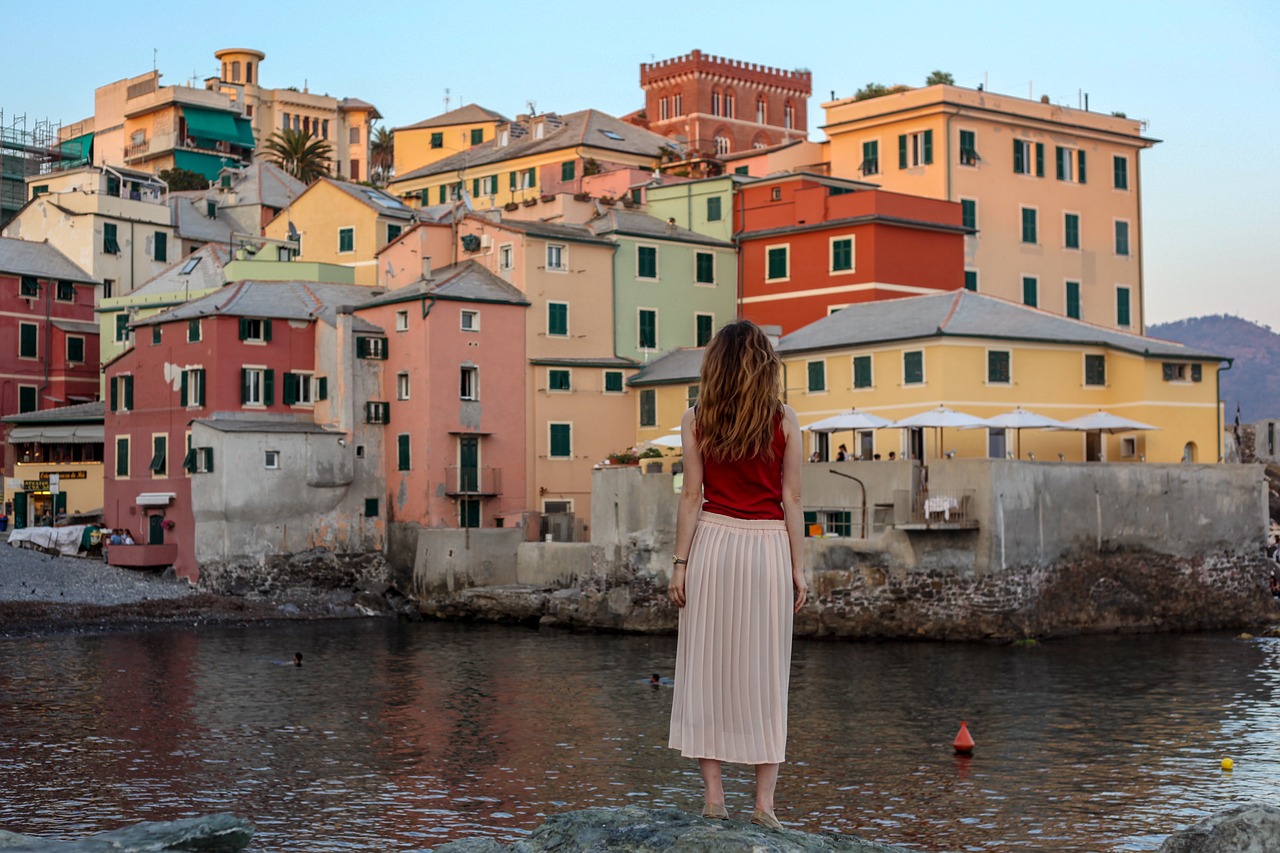 girl  colorful  colourful houses free photo