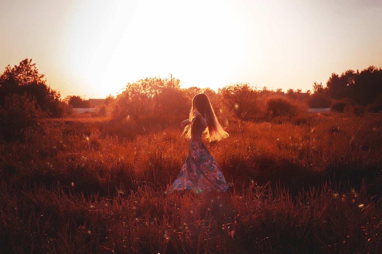 girl  sunset  dress free photo