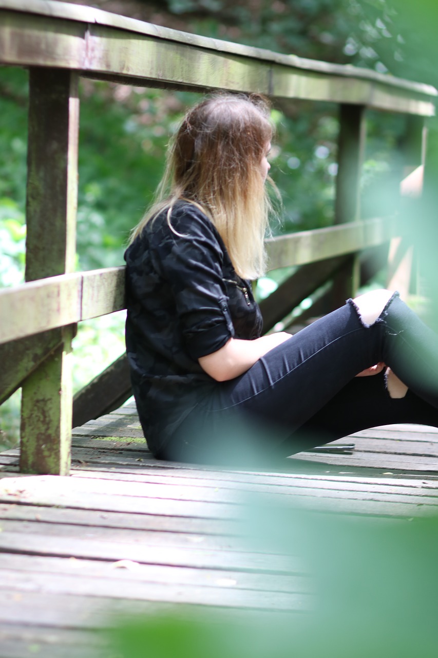 girl  bridge  forest free photo