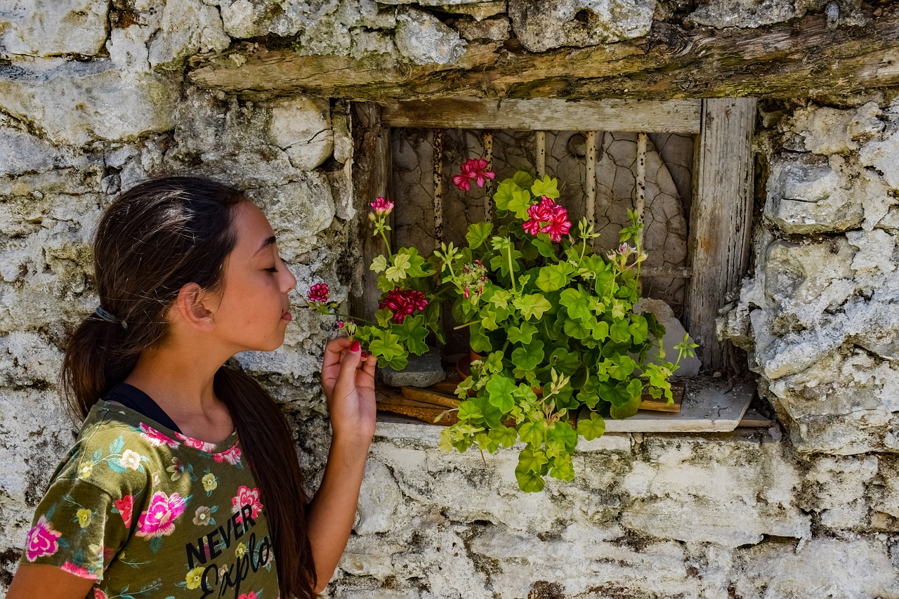 girl  wall  flower pot free photo