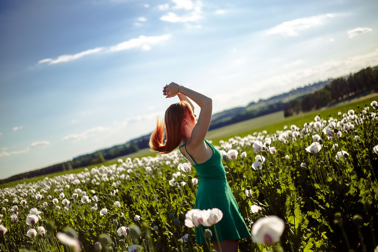 girl  redhead  field free photo