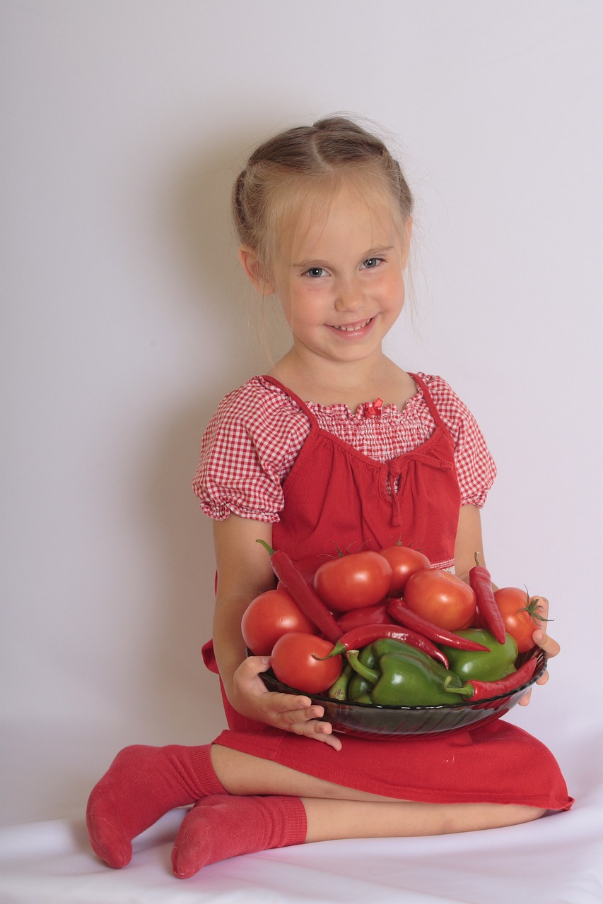 girl child vegetables free photo