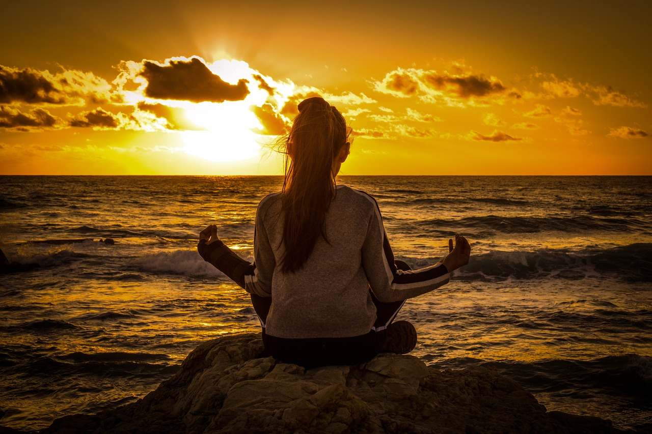 girl  sunset  meditation free photo