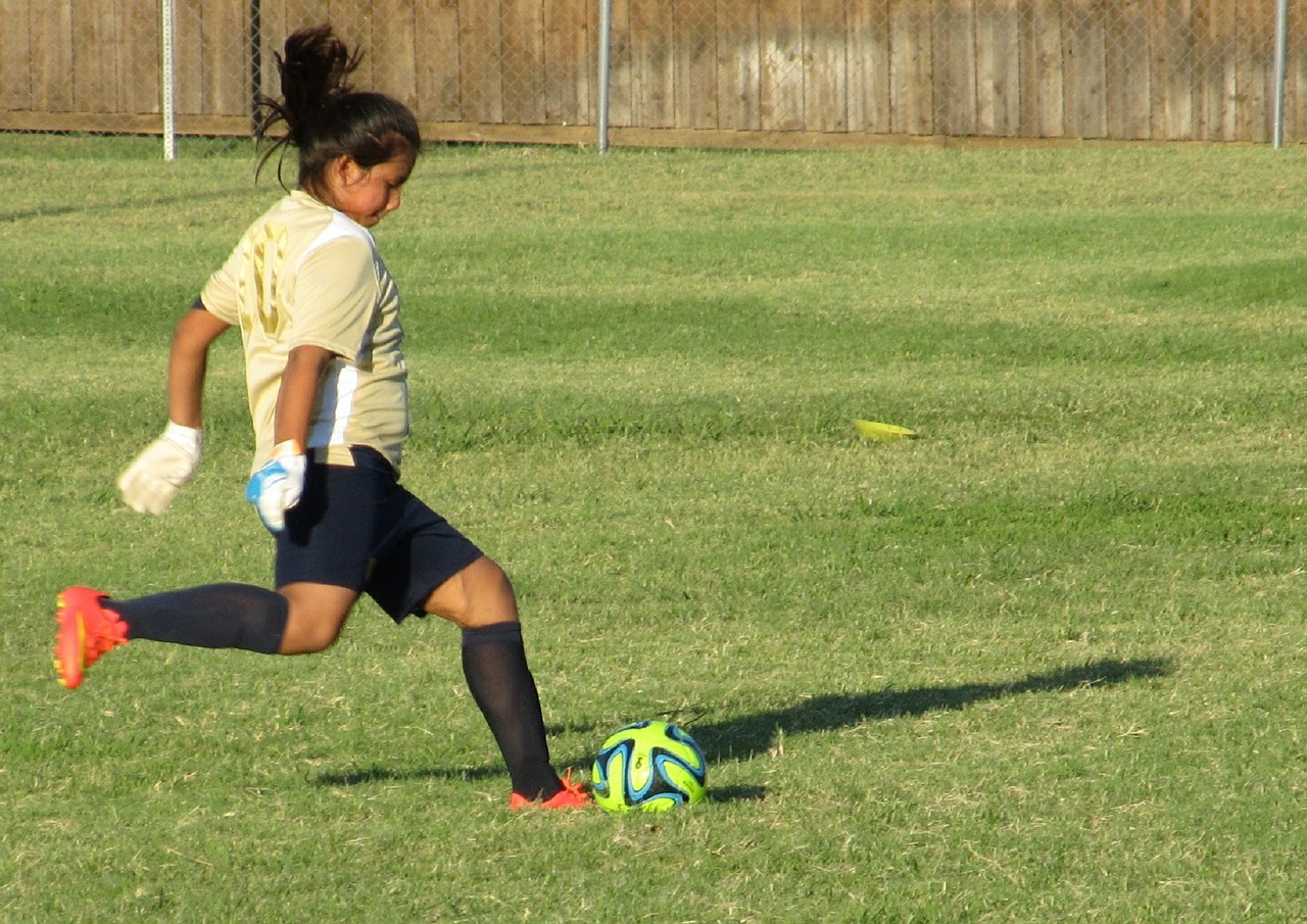 girl soccer kick free photo