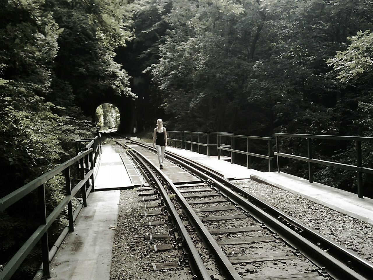 girl rails train free photo