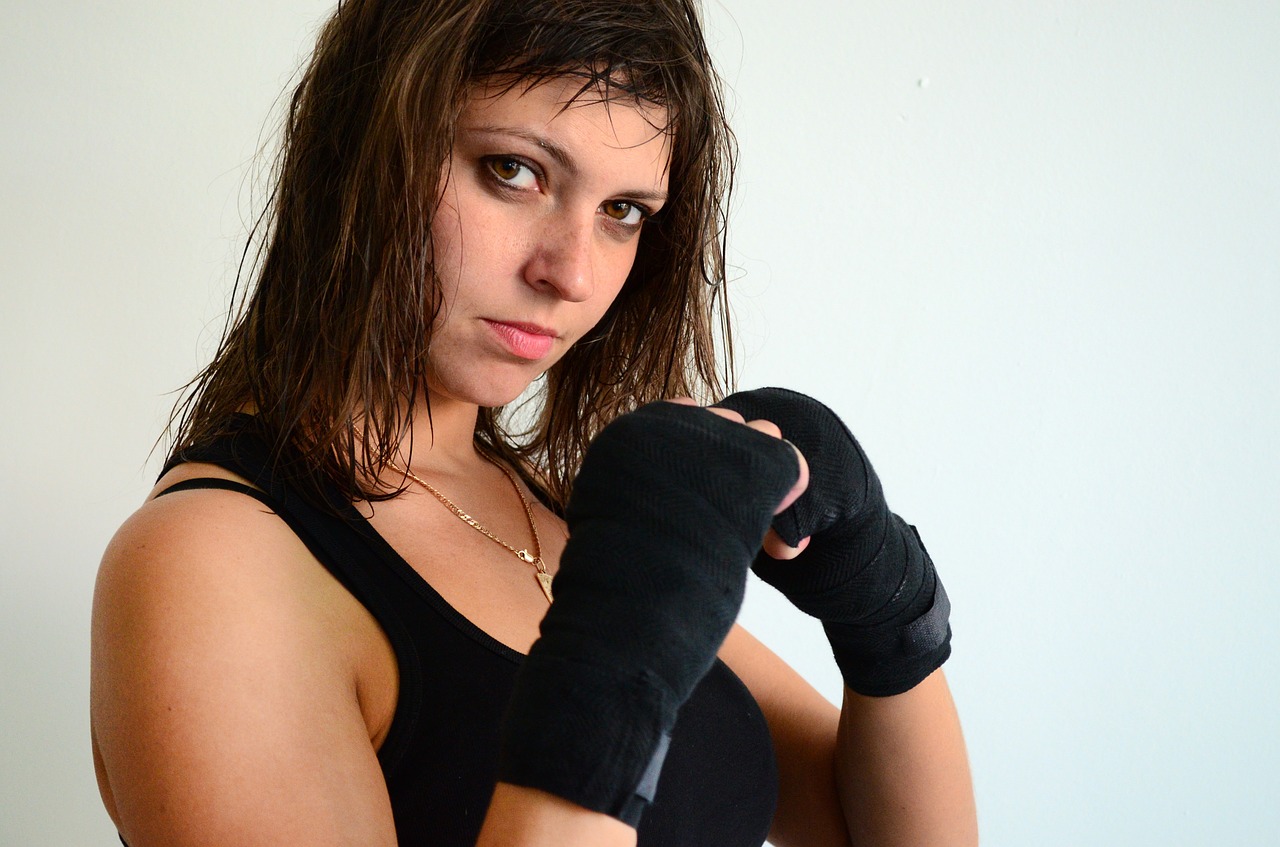 girl sparring gloves free photo