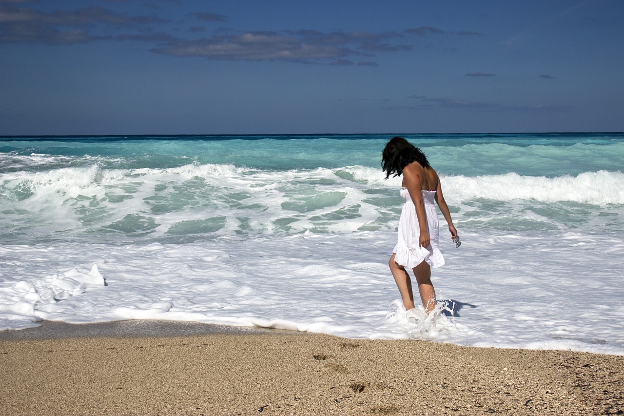 girl sea beach free photo