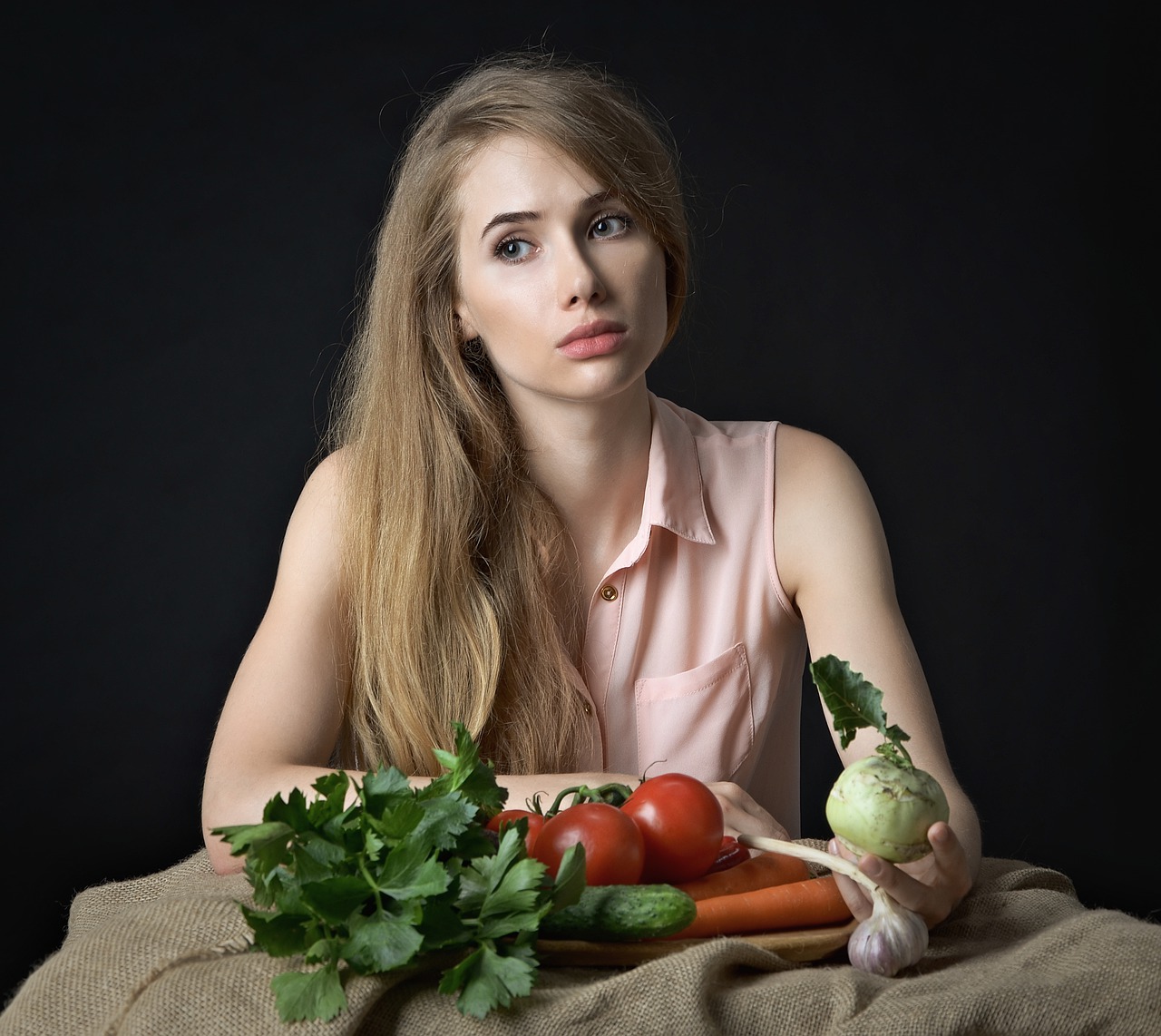 girl  vegetables  health free photo