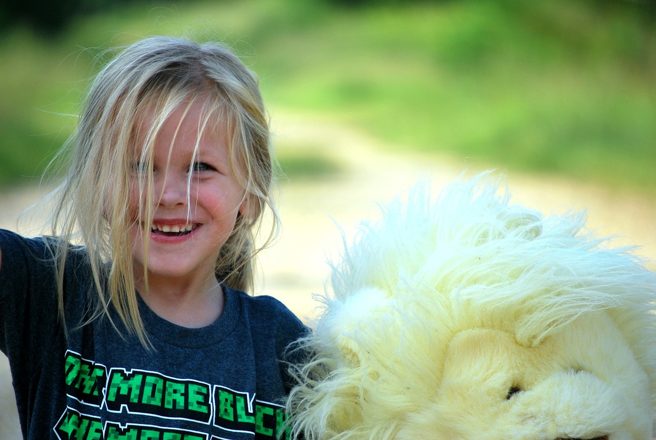 girl happy teddy bear free photo