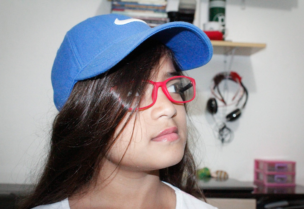 girl cap glasses free photo