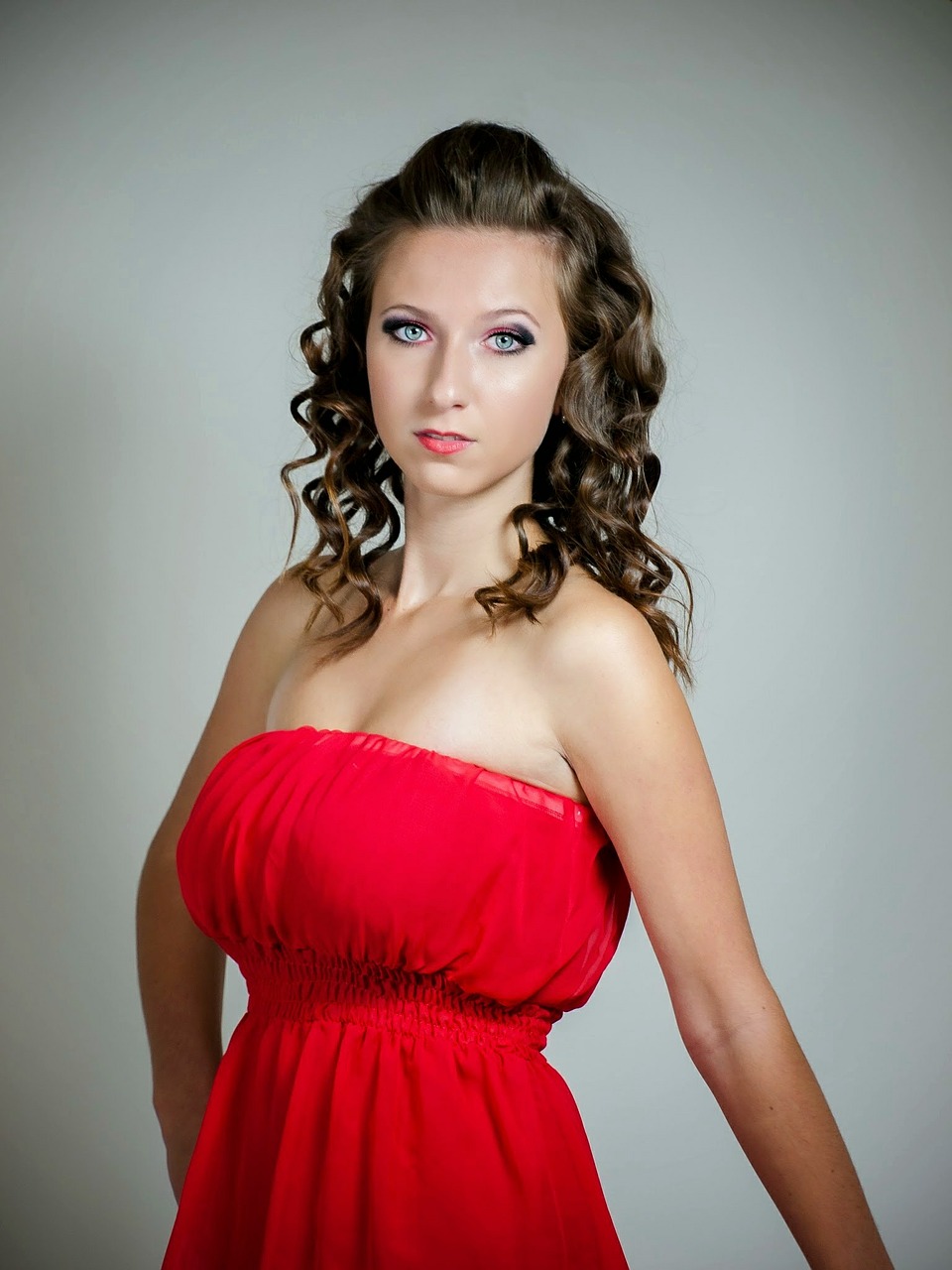 girl woman in red dress free photo