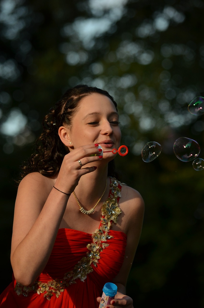 girl soap bubbles fun free photo