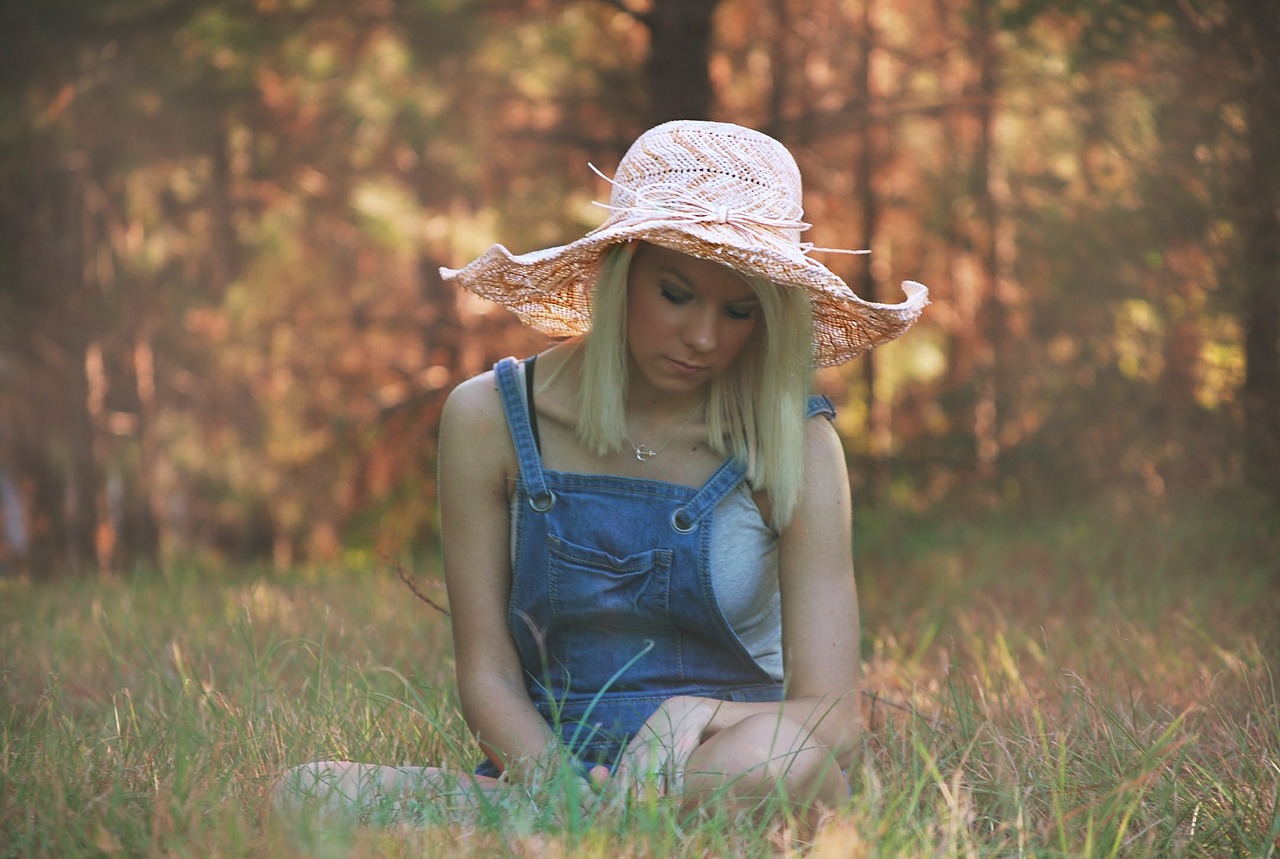 girl grass sitting free photo