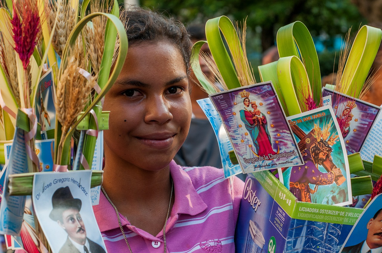 girl vendor palm sunday free photo