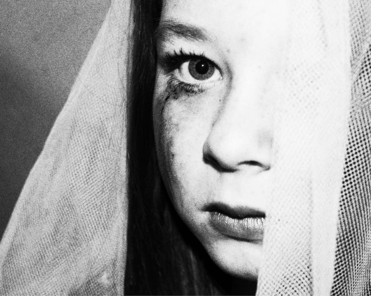 girl sadness black and white free photo