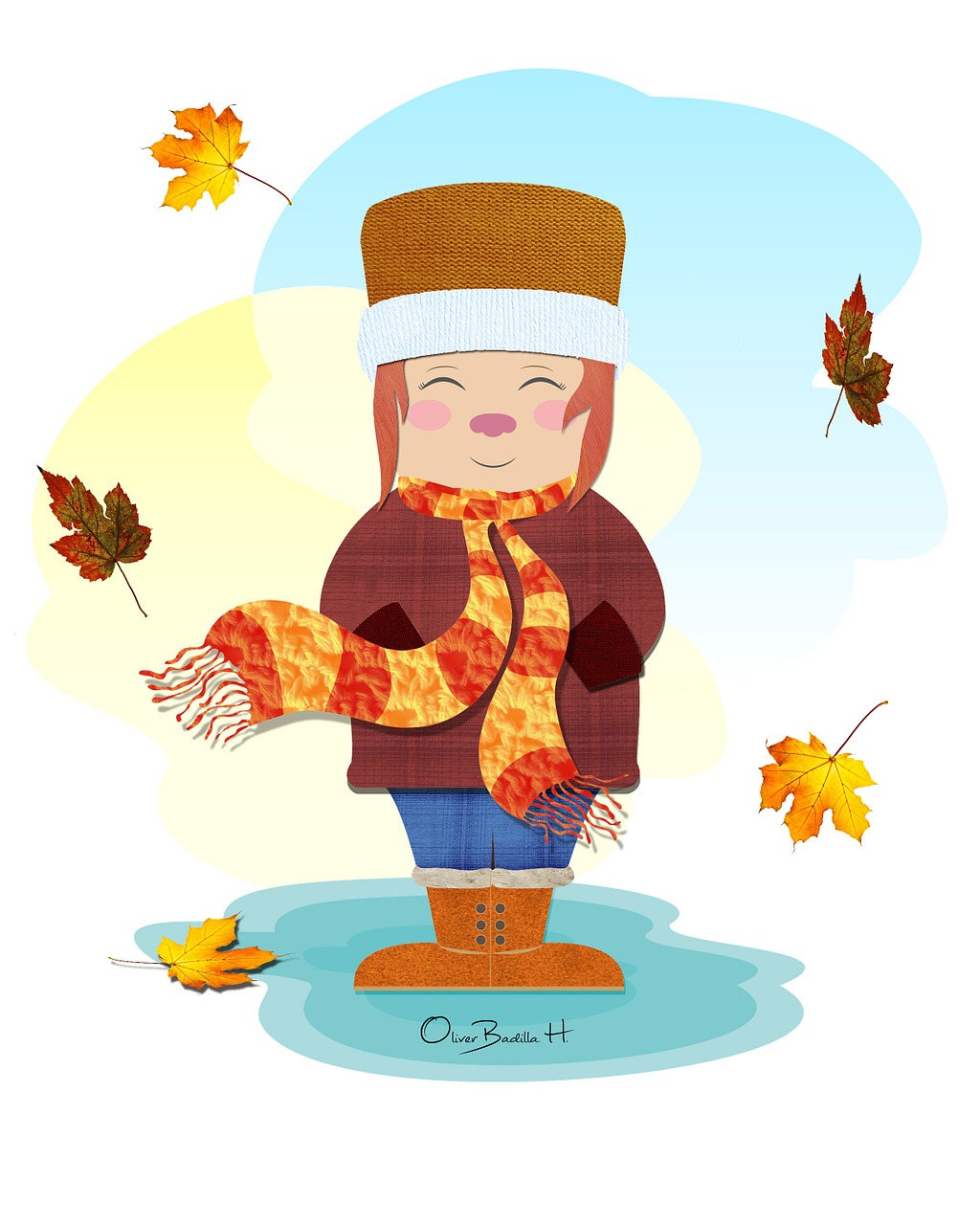 girl autumn digital illustration free photo