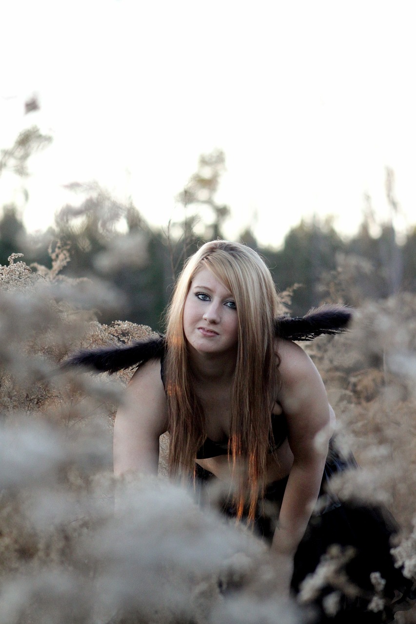 girl outdoors wings free photo