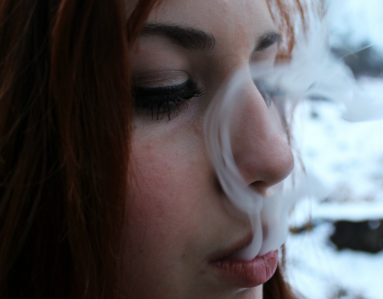 girl smoke eyes free photo