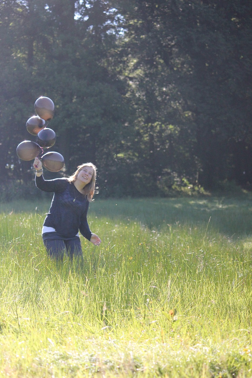 girl balloons person free photo