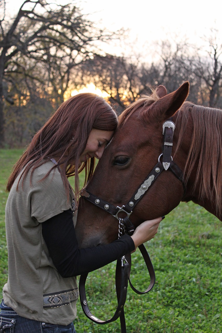 girl horse love free photo