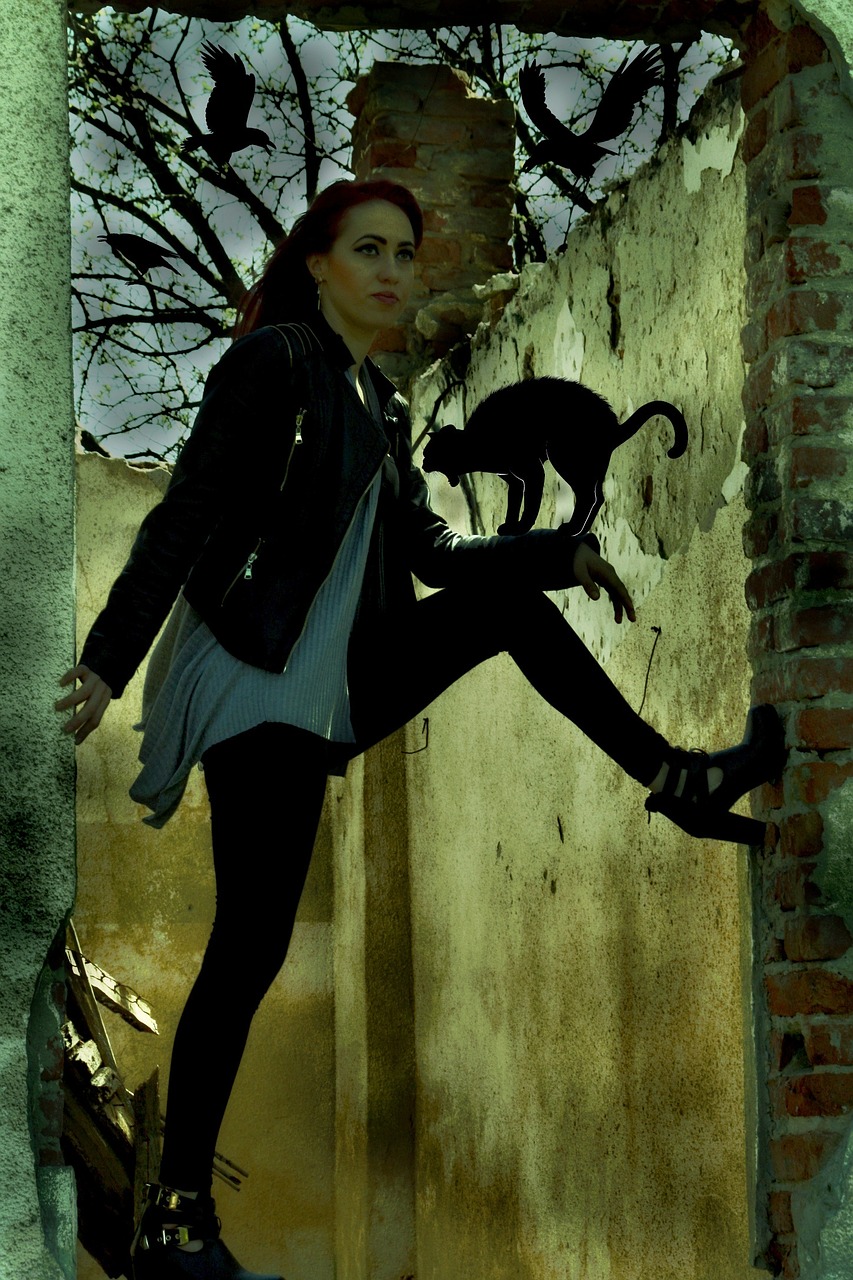 girl cat black free photo