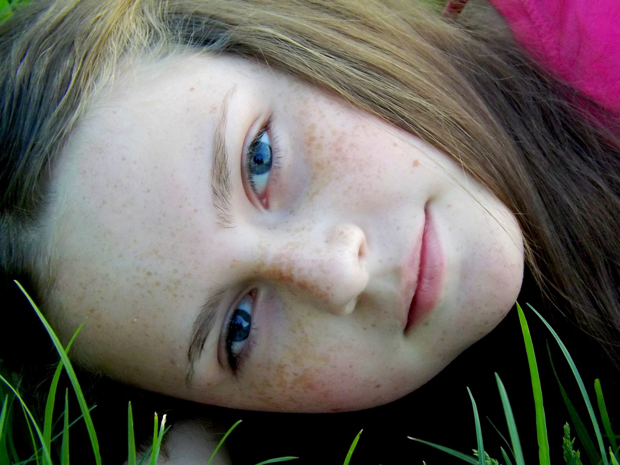 girl freckles portrait free photo