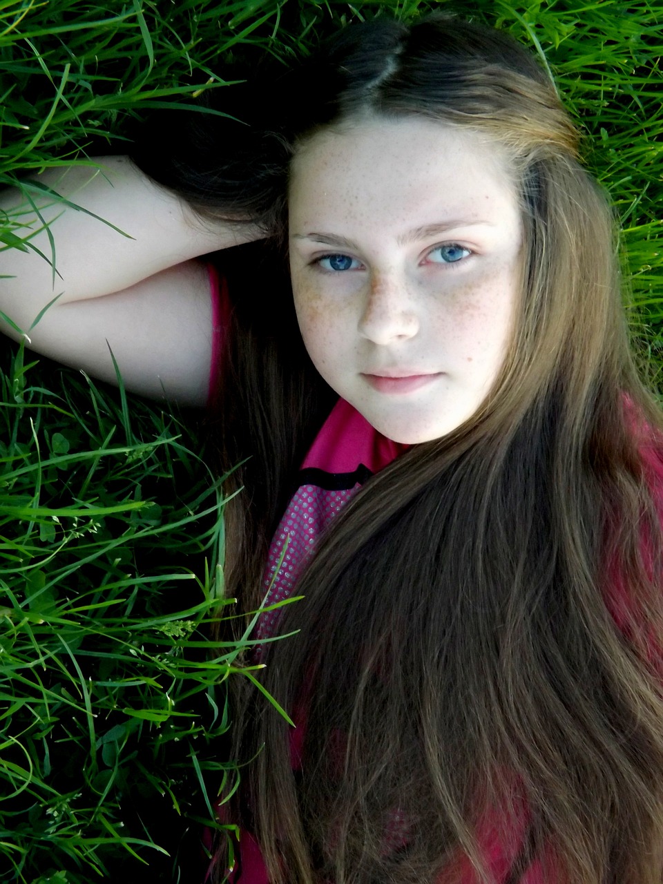 girl freckles portrait free photo